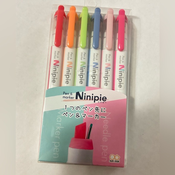 Sun-Star Stationery S4591755 Ninipie Water-Based Pen, Pen & Marker, Set of 6 - Picture 1 of 5